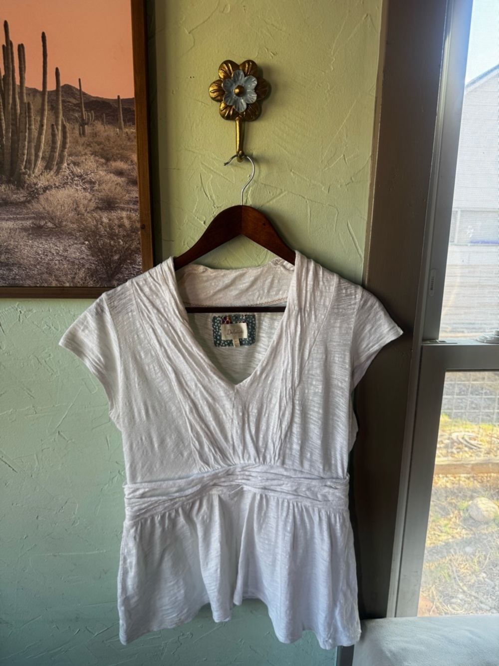 Anthropologie Deletta Waist Weave Cotton Tee, Size Medium